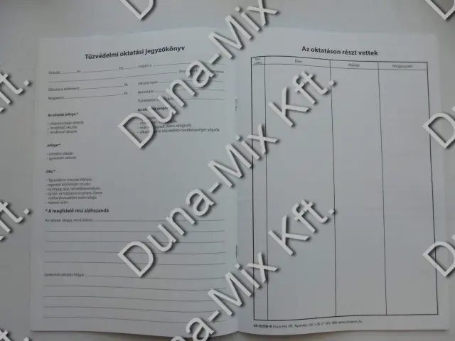 Tűzvédelmi oktatási napló
